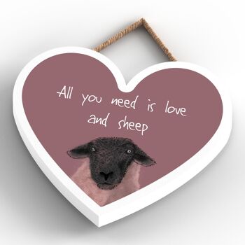 P4389 - Water All You Need Is Sheep Aquarelle Animal Theme Plaque à suspendre en bois 4