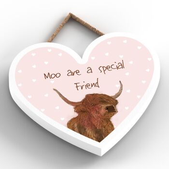 P4392 - Water Moo Are A Special Friend Aquarelle Thème Animal Plaque à suspendre en bois 2