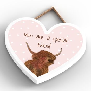 P4392 - Water Moo Are A Special Friend Aquarelle Thème Animal Plaque à suspendre en bois 4