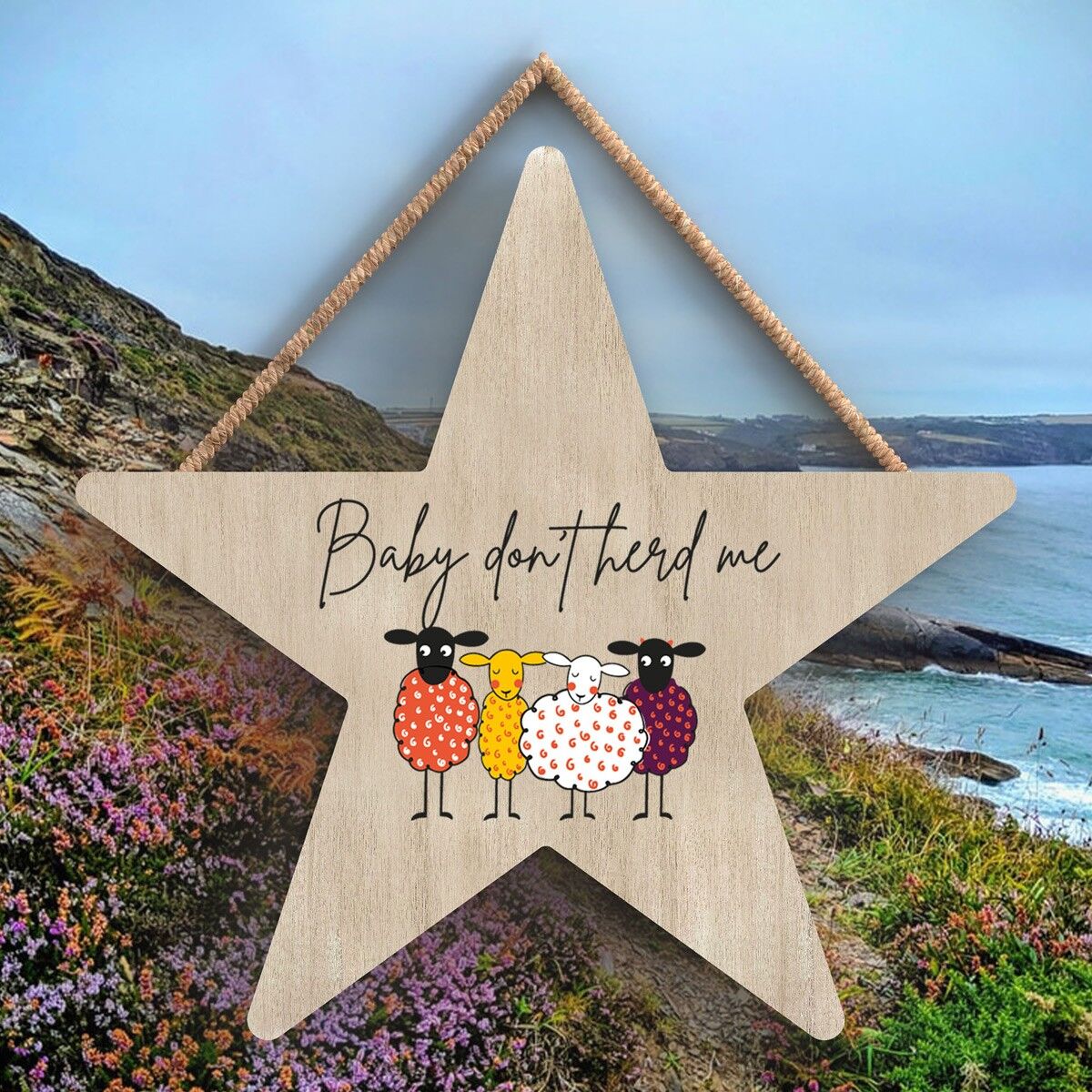 P4416 - Plaque à suspendre en bois sur le thème des animaux mignons, bébé mouton, ne me trottez pas