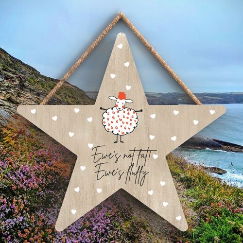 P4423 - Sheep Ewes Not Fat Ewes Fluffy Cute Animal Theme Wooden Hanging Plaque