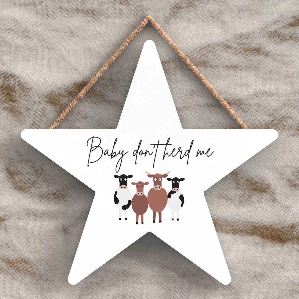 P4438 - Targa da appendere in legno a tema animaletto mucca