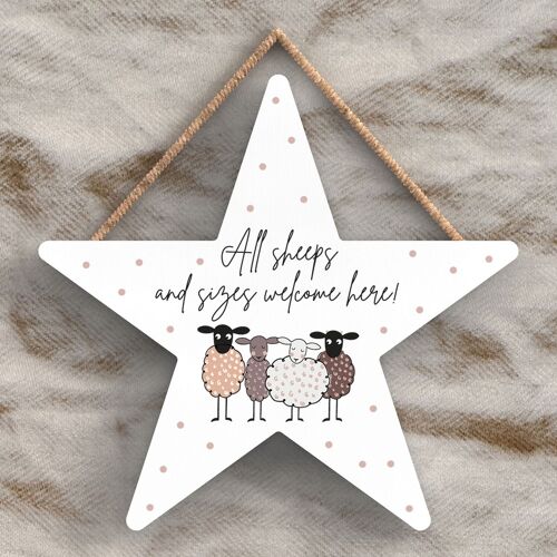 P4456 - Sheep All Sheeps And Sizes Cute Animal Theme Wooden Hanging Plaque