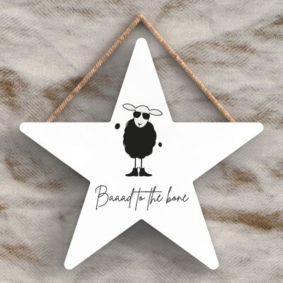 P4458 - Sheep Baaad To The Bone Cute Animal Theme Wooden Hanging Plaque