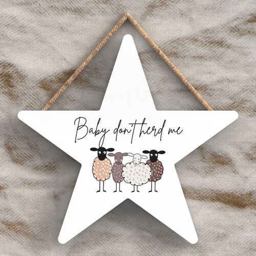 P4459 - Sheep Baby Dont Herd Me Cute Animal Theme Wooden Hanging Plaque