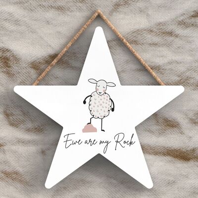 P4464 - Sheep Ewe Are My Rock Cute Animal Theme Wooden Hanging Plaque