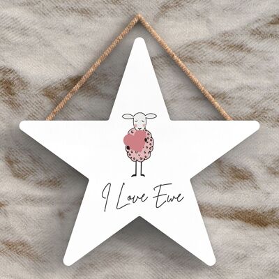 P4469 - Sheep I Love Ewe Cute Animal Theme Wooden Hanging Plaque