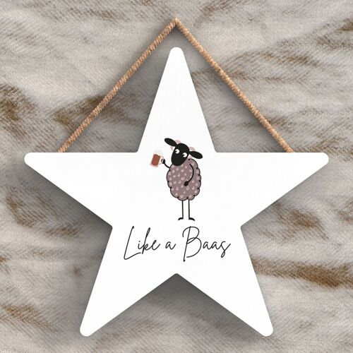 P4471 - Sheep Like A Baas Cute Animal Theme Wooden Hanging Plaque