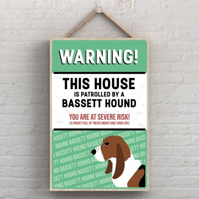 P4480 - Bassett Hound The Works Of K Pearson Razza di cane Illustrazione Targa da appendere in legno
