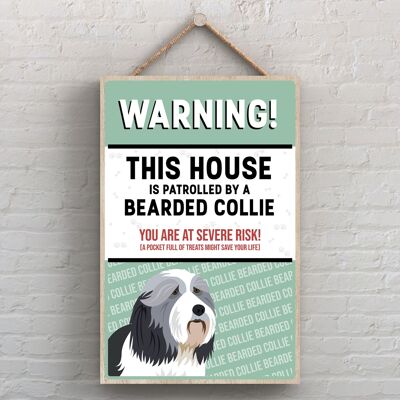 P4482 - Bearded Collie The Works Of K Pearson Dog Breed Illustration Placa colgante de madera
