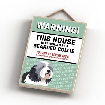 P4482 - Bearded Collie The Works Of K Pearson Dog Breed Illustration Plaque à suspendre en bois 4