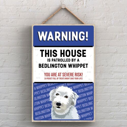 P4484 - Bedlington Whippet The Works Of K Pearson Dog Breed Illustration Wooden Hanging Plaque