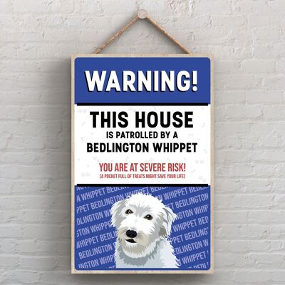P4484 - Bedlington Whippet The Works Of K Pearson Ilustración de raza de perro Placa colgante de madera