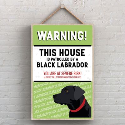 P4486 - Labrador nero The Works Of K Pearson Razza di cane Illustrazione Targa da appendere in legno