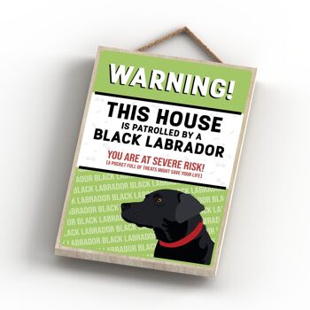P4486 - Labrador noir The Works Of K Pearson Dog Breed Illustration Plaque à suspendre en bois 4