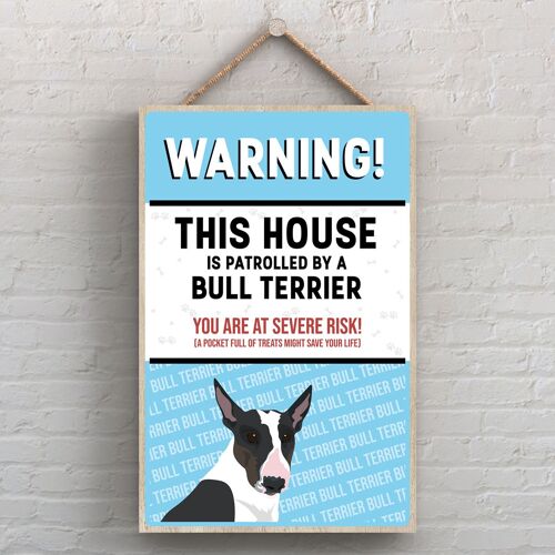 P4490 - Bull Terrier Works Of K Pearson Dog Breed Illustration Wooden Hanging Plaque
