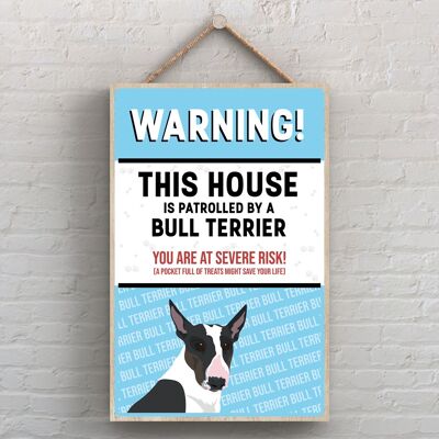 P4490 - Bull Terrier Works Of K Pearson Dog Breed Illustration Plaque à suspendre en bois