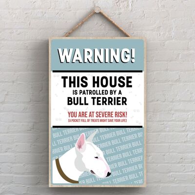 P4491 – Bull Terrier Werke von K Pearson Dog Breed Illustration Holzschild zum Aufhängen