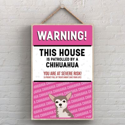 P4492 – Chihuahua Werke von K Pearson Hunderasse Illustration aus Holz zum Aufhängen