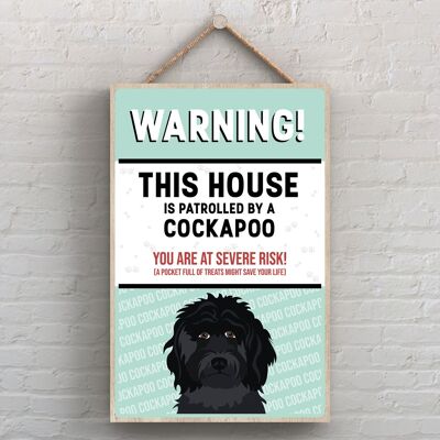 P4495 – Cockapoo Black Works of K Pearson Dog Breed Illustration Holzschild zum Aufhängen