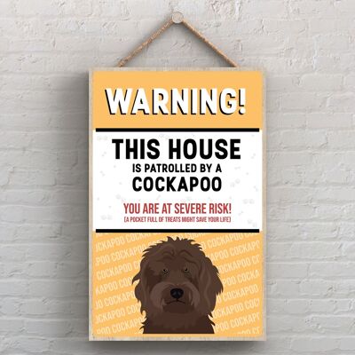 P4496 - Cockapoo Brown Works Of K Pearson Dog Breed Illustration Wooden Hanging Plaque