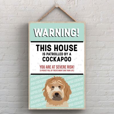 P4497 - Cockapoo Gold Works Of K Pearson Razza di cane Illustrazione Placca da appendere in legno