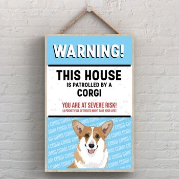 P4499 - Corgi Works Of K Pearson Dog Breed Illustration Plaque à suspendre en bois 1