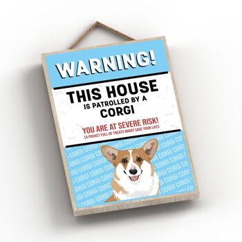 P4499 - Corgi Works Of K Pearson Dog Breed Illustration Plaque à suspendre en bois 2