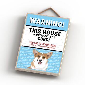 P4499 - Corgi Works Of K Pearson Dog Breed Illustration Plaque à suspendre en bois 4
