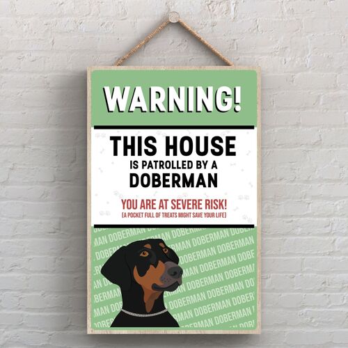 P4503 - Doberman Works Of K Pearson Dog Breed Illustration Wooden Hanging Plaque