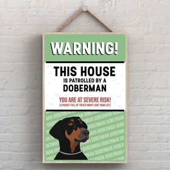 P4503 - Doberman Works Of K Pearson Dog Breed Illustration Plaque à suspendre en bois 1