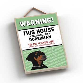 P4503 - Doberman Works Of K Pearson Dog Breed Illustration Plaque à suspendre en bois 2