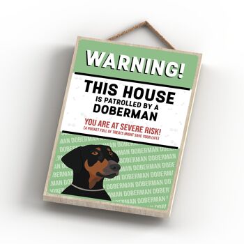 P4503 - Doberman Works Of K Pearson Dog Breed Illustration Plaque à suspendre en bois 4