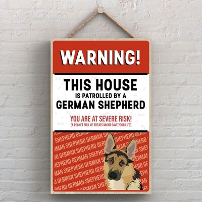 P4507 - German Shepherd Works Of K Pearson Dog Breed Illustration Wooden Hanging Plaque
