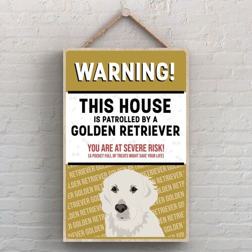 P4508 - Golden Retriever Works Of K Pearson Dog Breed Illustration Wooden Plaque