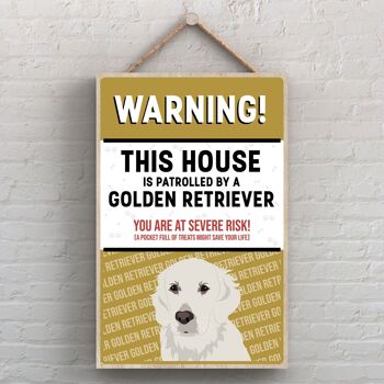 P4508 - Golden Retriever Works Of K Pearson Dog Breed Illustration Plaque en bois 1