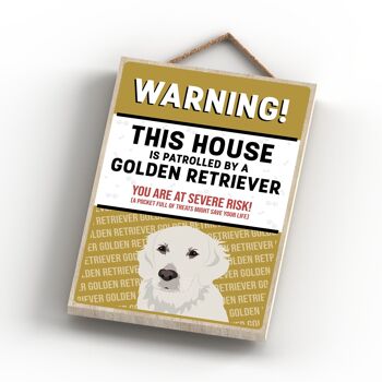 P4508 - Golden Retriever Works Of K Pearson Dog Breed Illustration Plaque en bois 4