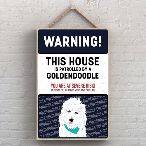 P4509 - Goldendoodle Works Of K Pearson Dog Breed Illustration Wooden Hanging Plaque
