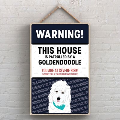 P4509 - Goldendoodle Works Of K Pearson Dog Breed Illustration Wooden Hanging Plaque