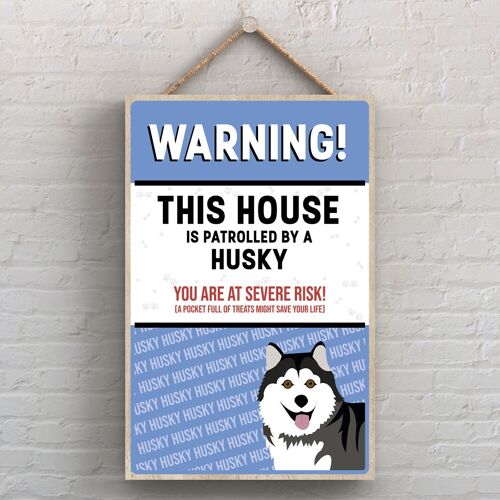 P4511 - Husky Works Of K Pearson Dog Breed Illustration Wooden Hanging Plaque