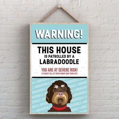 P4515 - Labradoodle Works Of K Pearson Dog Breed Illustration Placa colgante de madera