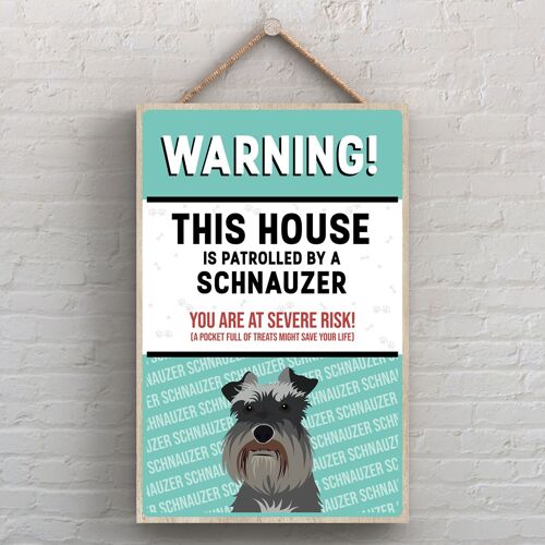 P4522 - Schnauzer Works Of K Pearson Dog Breed Illustration Wooden Hanging Plaque
