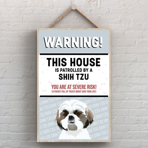 P4523 - Shihtzu Works Of K Pearson Dog Breed Illustration Wooden Hanging Plaque