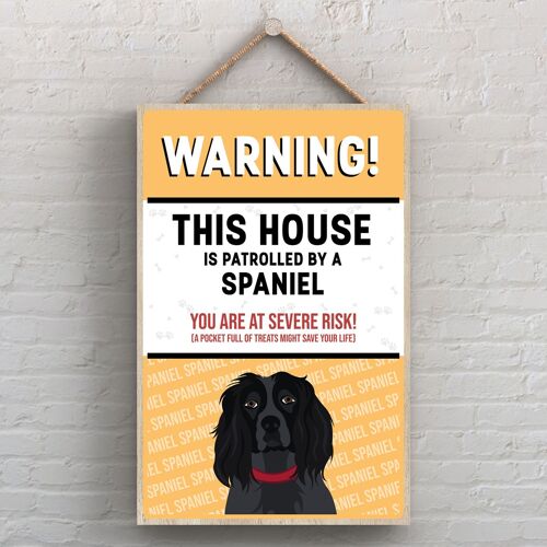 P4525 - Spaniel Black Works Of K Pearson Dog Breed Illustration Wooden Hanging Plaque