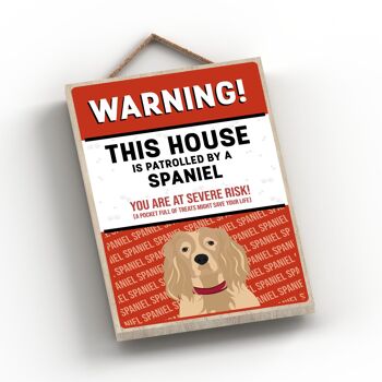 P4526 - Spaniel Gold Works Of K Pearson Dog Breed Illustration Plaque à suspendre en bois 2