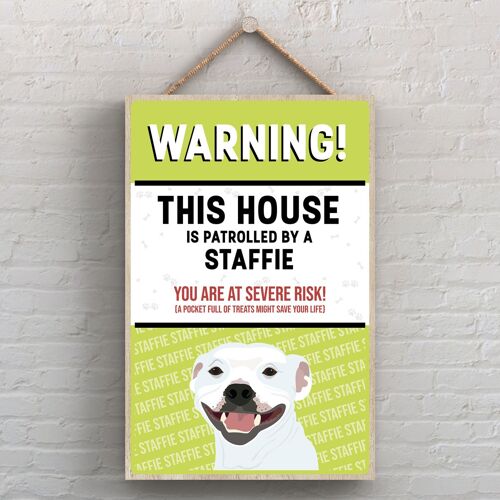 P4527 - Staffie Works Of K Pearson Dog Breed Illustration Wooden Hanging Plaque