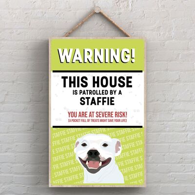 P4527 – Staffie Works of K Pearson Dog Breed Illustration Holzschild zum Aufhängen