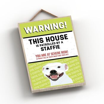 P4527 - Staffie Works Of K Pearson Dog Breed Illustration Plaque à suspendre en bois 2