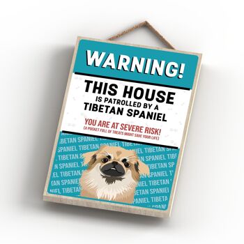 P4528 - Épagneul tibétain Works Of K Pearson Dog Breed Illustration Plaque à suspendre en bois 4