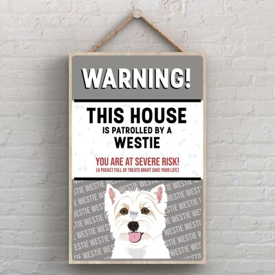 P4529 - Westie Works Of K Pearson Dog Breed Illustration Wooden Hanging Plaque